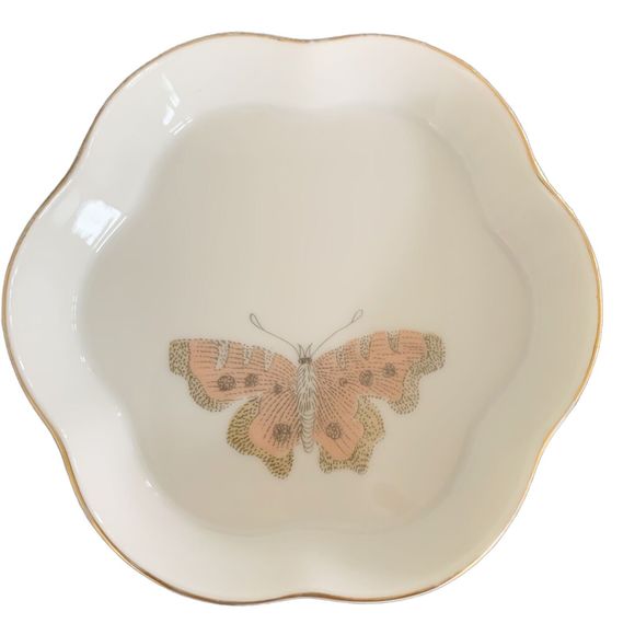 Fitz and Floyd 3-3/4" Butterfly Papillon Scalloped Dish Gold Trim Trinket Dish - Picture 1 of 4